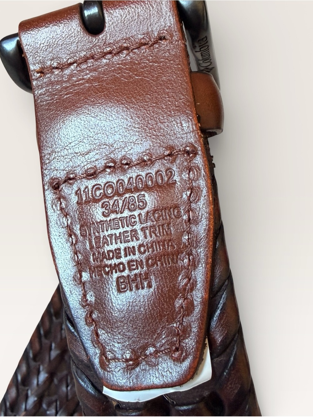 Columbia Men’s Braided Leather Belt - Dark Brown Sz 34 - Picture 4 of 10